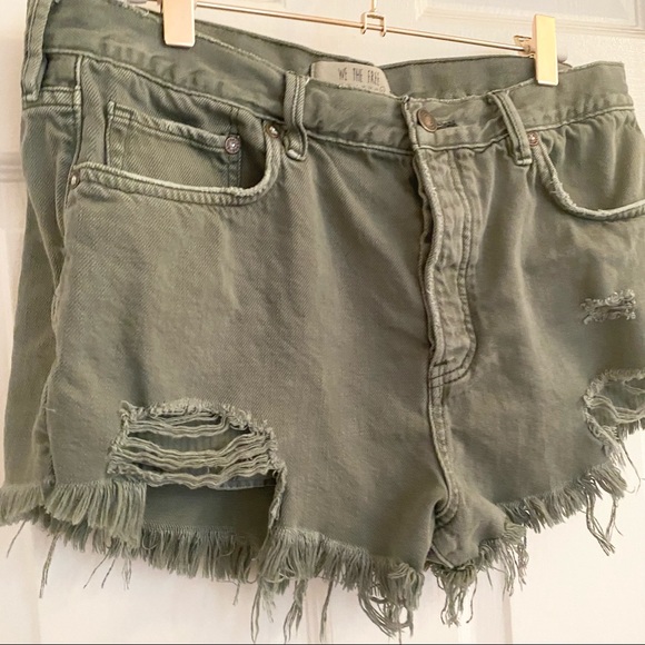 We the free army green denim shorts - Picture 5 of 7